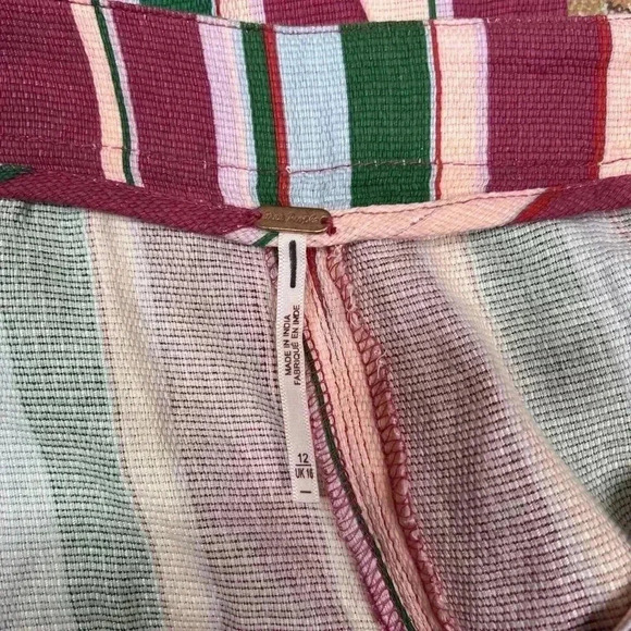 Free People Pants High Waist Stripes Straight Leg Pockets Sz 12 - Picture 7 of 9